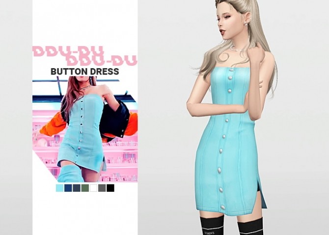 Sims 4 Ddu du Ddu Du Button Dress at Waekey