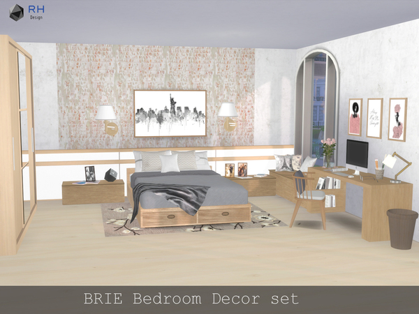 Sims 4 BRIE Bedroom Decor set by RightHearted at TSR