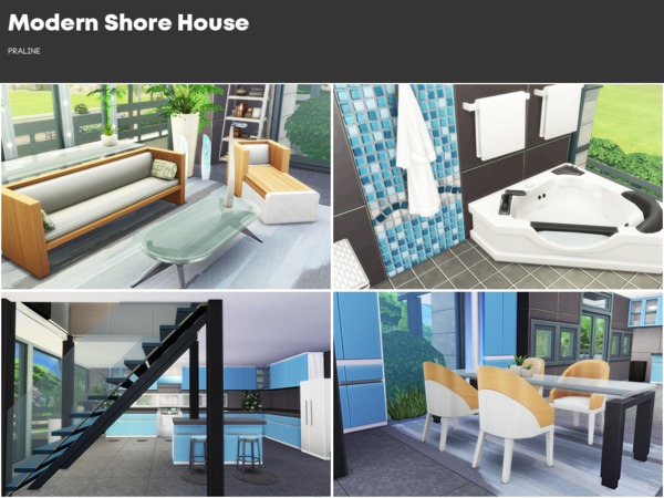 Sims 4 Modern Shore House by Pralinesims at TSR