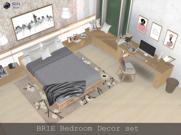 Sims 4 BRIE Bedroom Decor set by RightHearted at TSR