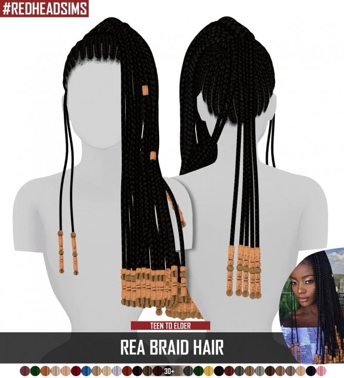 Sims 4 REA BRAID HAIR by Thiago Mitchell at REDHEADSIMS