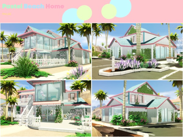 Sims 4 Pastel Beach Home by Pralinesims at TSR