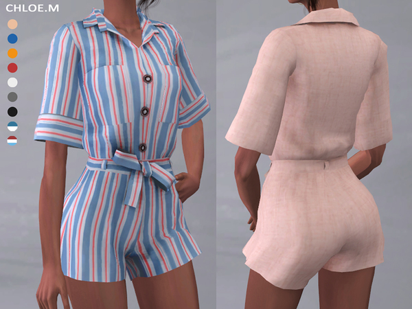 Sims 4 Short sleeved Jumpsuits by ChloeMMM at TSR