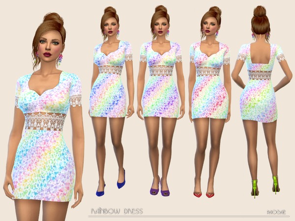 Sims 4 Rainbow Dress by Paogae at TSR