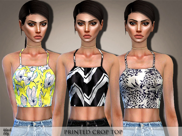 Sims 4 Printed Crop Top by Black Lily at TSR