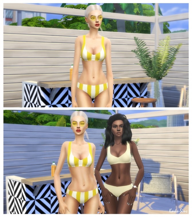 Sims 4 Striped swimwear at Korka Sims