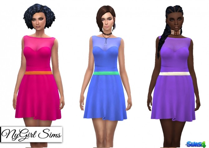 Sims 4 Sleeveless Sheer Top Sundress with Bow at NyGirl Sims