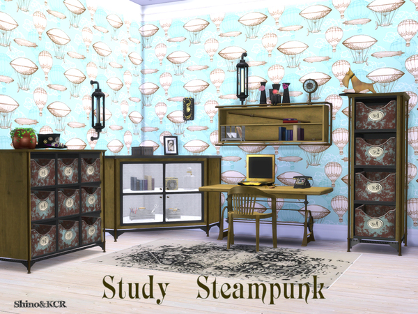 Sims 4 Study Steampunk set by ShinoKCR at TSR
