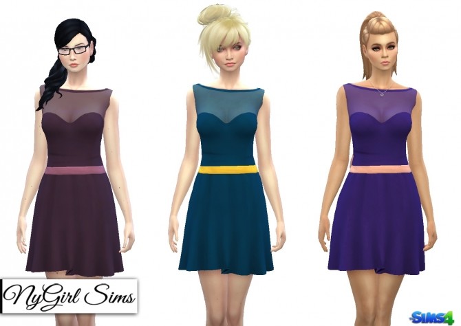 Sims 4 Sleeveless Sheer Top Sundress with Bow at NyGirl Sims