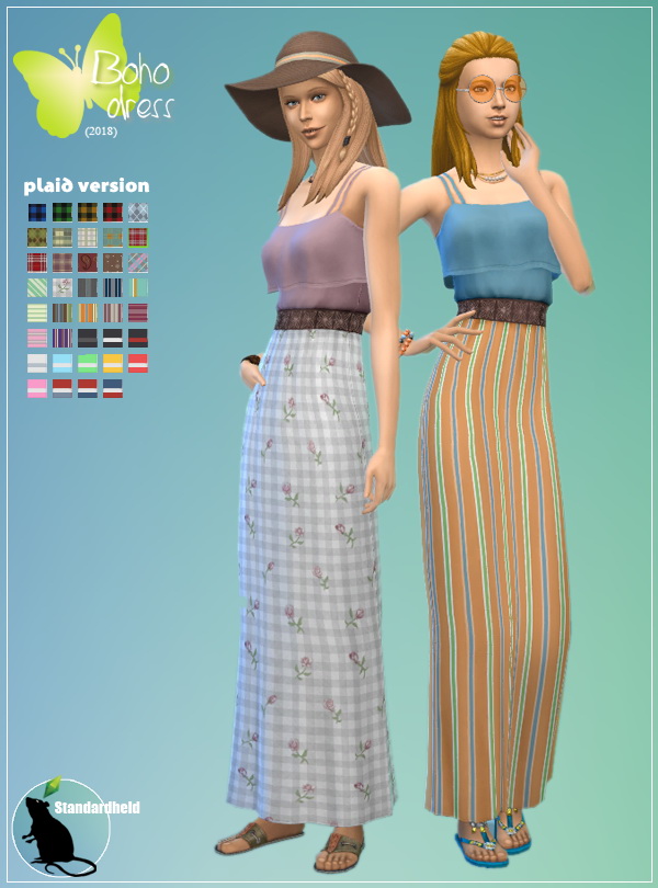 Sims 4 Boho Dress (2018) by Standardheld at SimsWorkshop