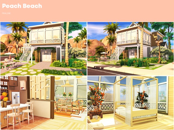 Sims 4 Peach Beach house by Pralinesims at TSR