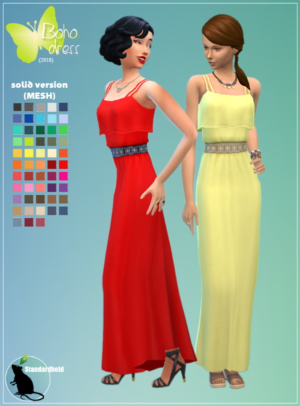Sims 4 Boho Dress (2018) by Standardheld at SimsWorkshop