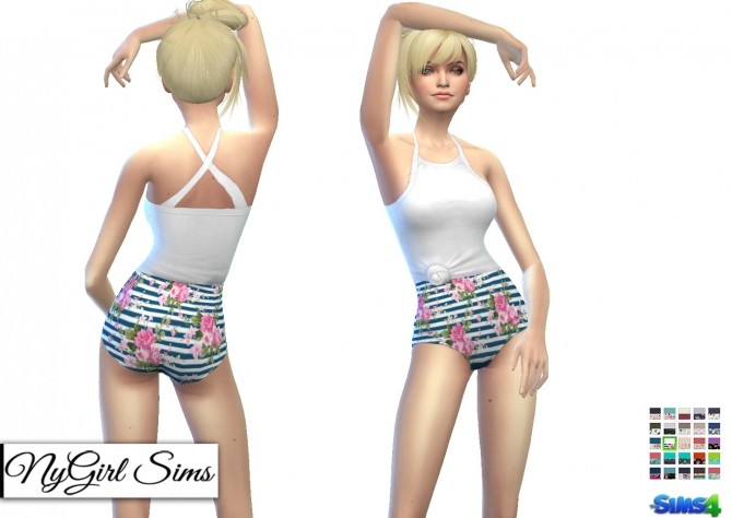 Sims 4 Halter Cross Shirted Swimsuit at NyGirl Sims