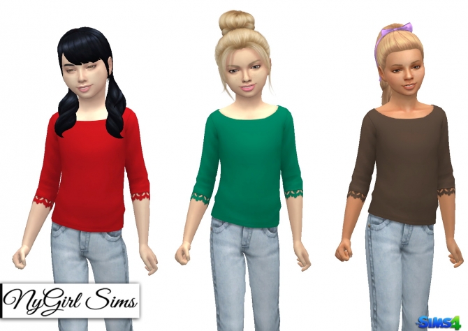 Wide Neck Lace Trim Sweater at NyGirl Sims » Sims 4 Updates