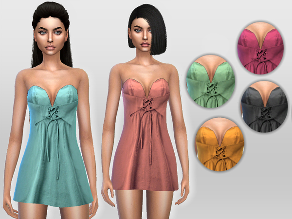 Sims 4 Satin Mini Dress by Puresim at TSR