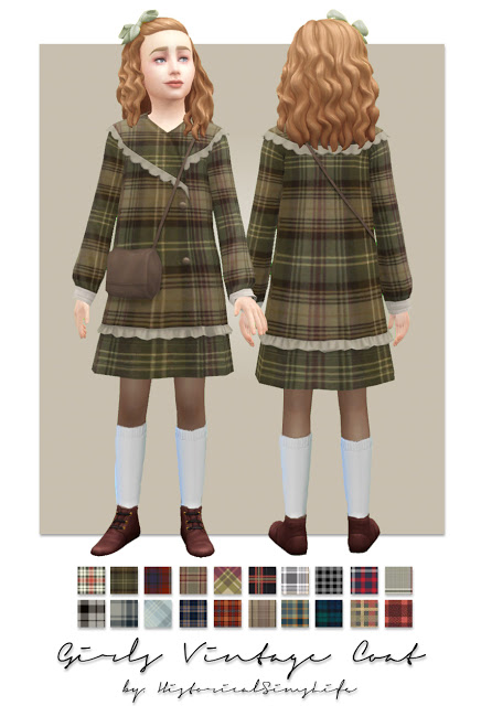 Sims 4 Girls Vintage Coat (patterned) at Historical Sims Life