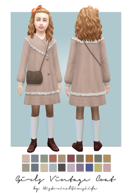 Sims 4 Girls Vintage Coat (single colored) at Historical Sims Life