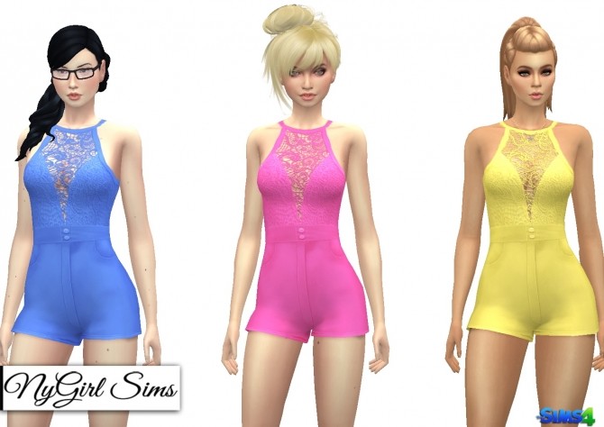 Sims 4 Belted Romper With Lace Overlay at NyGirl Sims