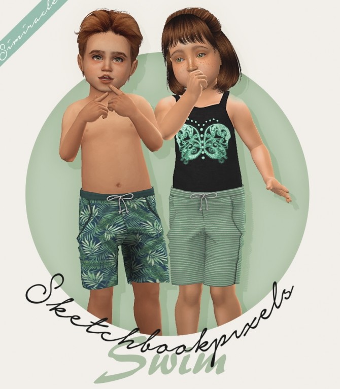 Sims 4 Sketchbookpixels Swim shorts Toddler Version 3T4 at Simiracle
