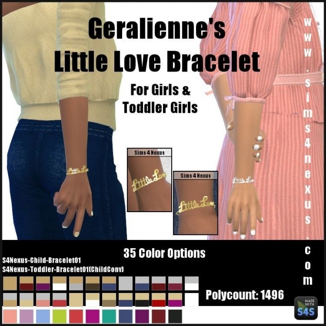 Sims 4 Geralienne’s Little Love Bracelet by SamanthaGump at Sims 4 Nexus