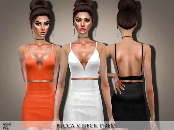 Sims 4 Becca V Neck Dress by Black Lily at TSR