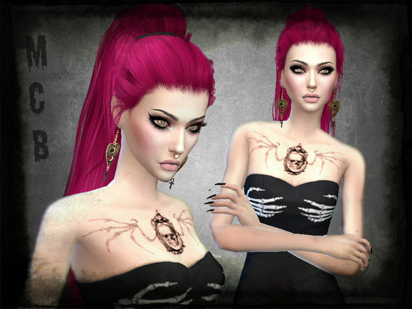 Sims 4 Mirror skull chest tattoo by MaruChanBe at TSR