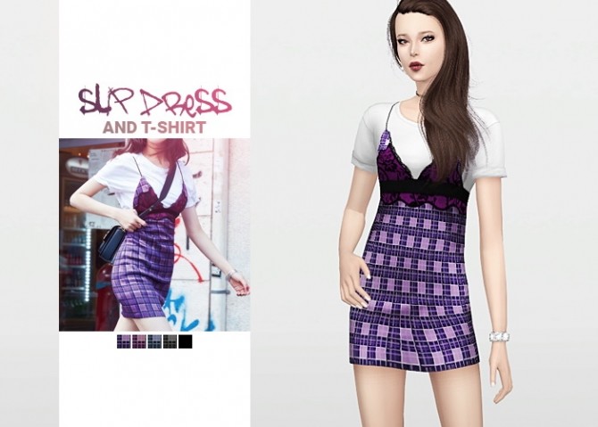 Sims 4 Slip Dress and T Shirt at Waekey