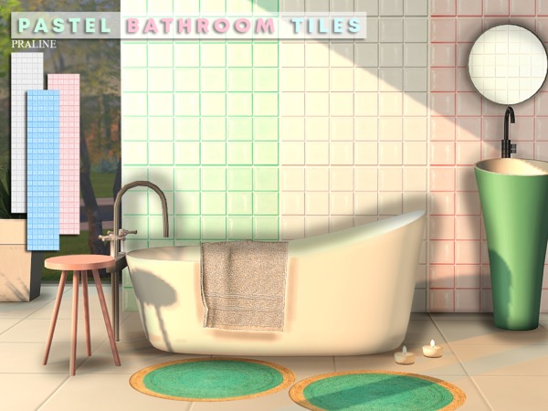 Sims 4 Pastel Bathroom Tiles by Pralinesims at TSR