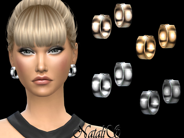 Sims 4 Wide hoop earrings 01 by NataliS at TSR