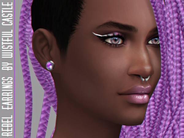 Sims 4 Rebel earrings by WistfulCastle at TSR