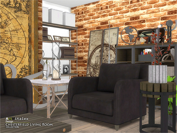 Sims 4 Chesterfield Living Room by ArtVitalex at TSR