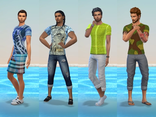 Sims 4 Four colorful mens shirts by padry67 at TSR