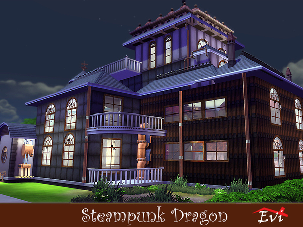 Sims 4 Steampunk Dragon house by evi at TSR