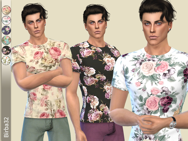 Sims 4 Floral T shirt for man by Birba32 at TSR