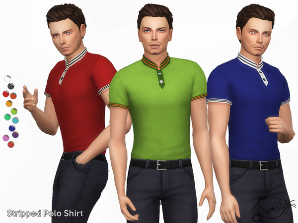 Sims 4 Stripped Polo Shirt by DarkNighTt at TSR