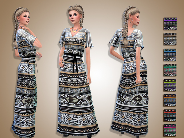 Sims 4 Melina ethnic dress by Simalicious at TSR