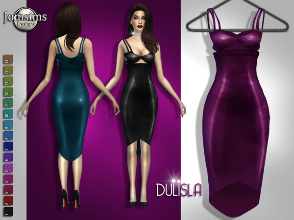 Sims 4 Dulisla leather dress by jomsims at TSR