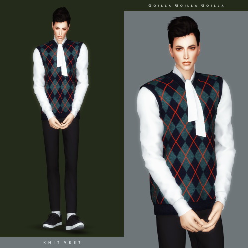 Sims 4 Check Shirts & Knit Vest at Gorilla