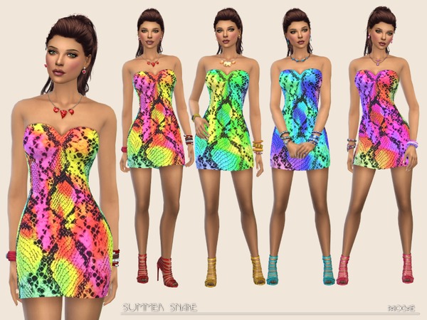Sims 4 Summer Snake dress by Paogae at TSR