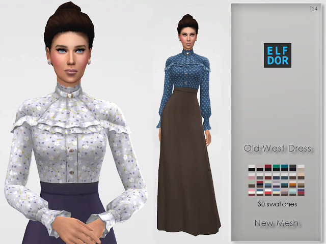 Sims 4 Old West Dress at Elfdor Sims