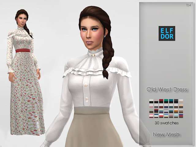 Sims 4 Old West Dress at Elfdor Sims