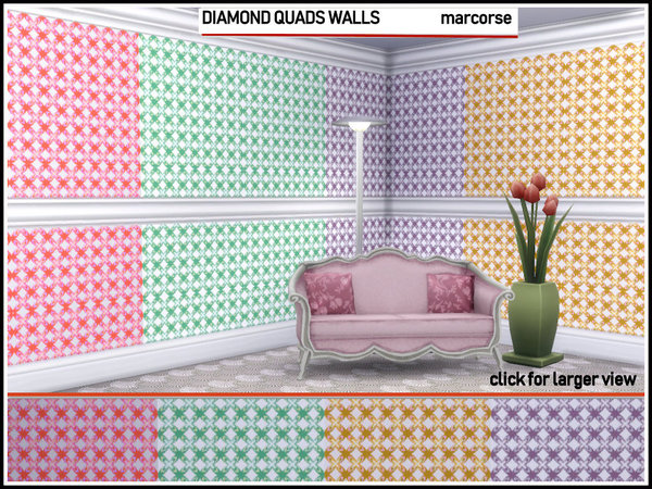 Sims 4 Diamond Quads Walls by marcorse at TSR