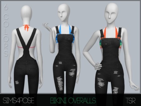 Bikini Overalls by Sims4Pose at TSR