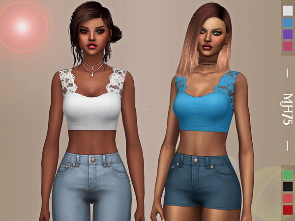 Sims 4 Lace Sleeveless Tops by Margeh 75 at TSR