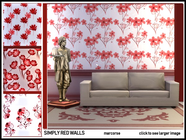 Sims 4 Simply Red Walls by marcorse at TSR