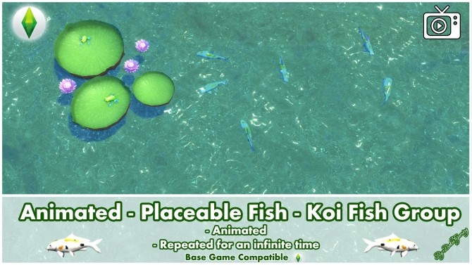 Sims 4 Animated Placeable Fish Koi Fish Group by Bakie at Mod The Sims