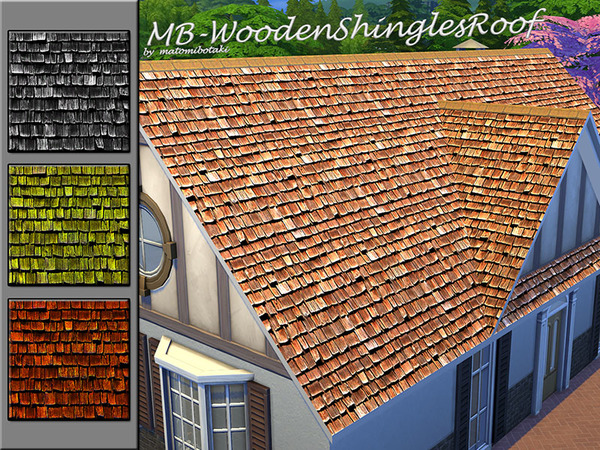 Sims 4 MB Wooden Shringles Roof by matomibotaki at TSR