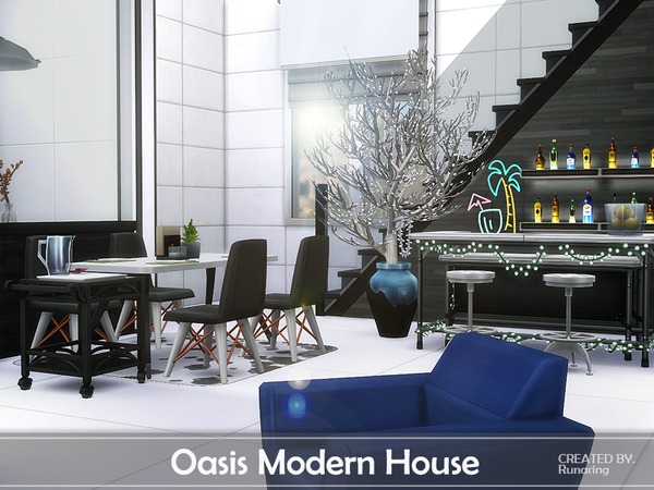 Sims 4 Oasis Modern House No cc by Runaring at TSR