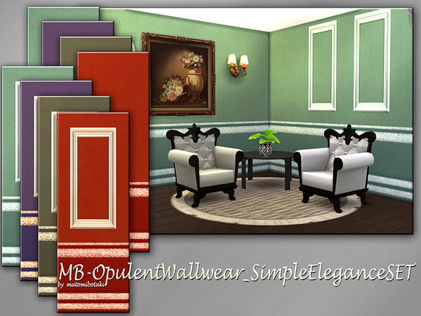 Sims 4 MB Opulent Wallwear Simple Elegance SET by matomibotaki at TSR