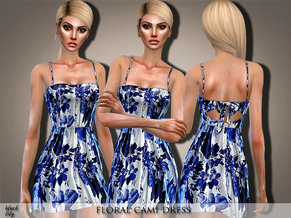 Sims 4 Floral Cami Dress by Black Lily at TSR